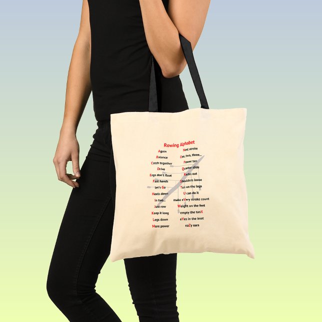 Rowing Alphabet A to Z Tote Bag (with black handles)