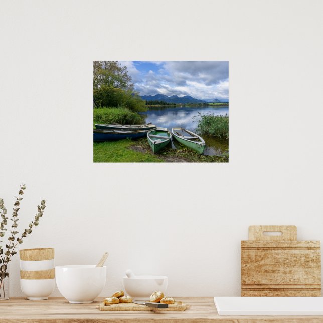 Rowing boats at the lake - Allgäu  Poster (Kitchen)