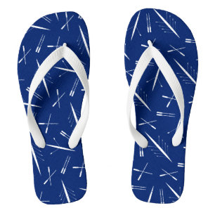Rowing Club Navy Blue And White Scull Patterned Jandals