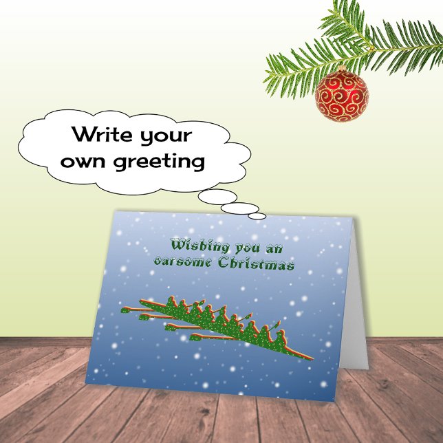 Rowing crew green silhouette christmas card (Creator Uploaded)