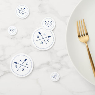Rowing crossed oars navy initials confetti