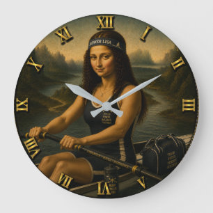 Rowing Funny Mona Lisa Rower Gift for Crew  Large Clock