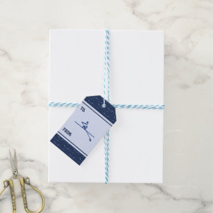 Rowing oars blue pattern customised sports gift tags