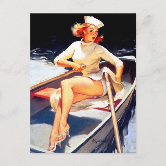 Rowing Pin Up Postcard (Front)