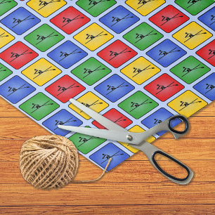 Rowing primary colours sports patterned tissue paper