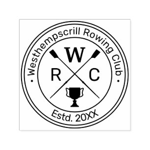 Rowing Rowers Crew Club Trophy Round Name Initials Self-inking Stamp