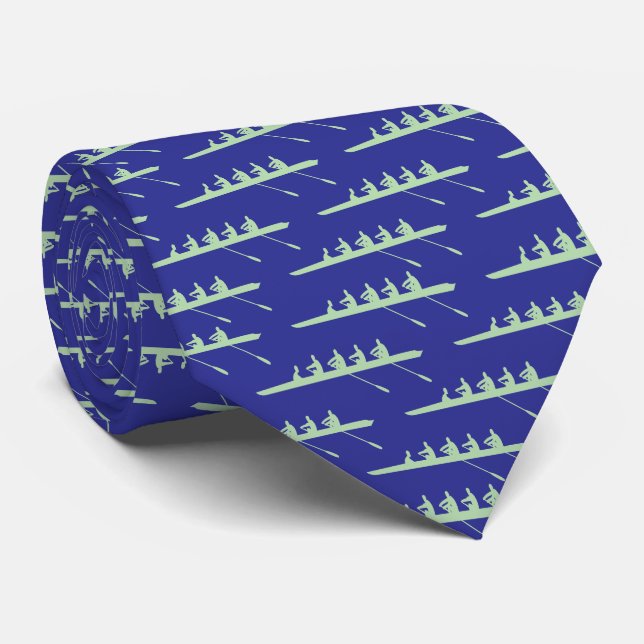 Rowing Rowers DIY Colours 4 Crew Team Blue Lt Gree Tie (Rolled)