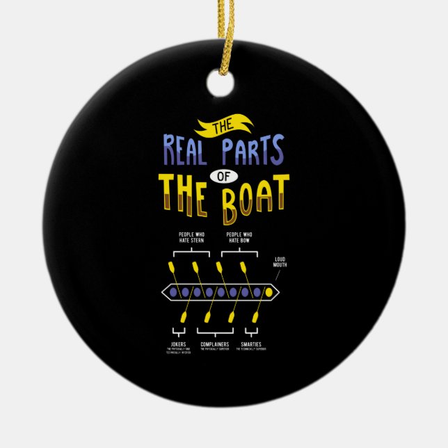 Rowing Rowing Boat Ceramic Tree Decoration (Front)