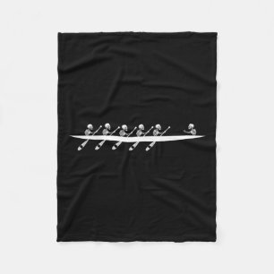 Rowing Skeleton Row Boats Paddle Coxswain Hallowee Fleece Blanket