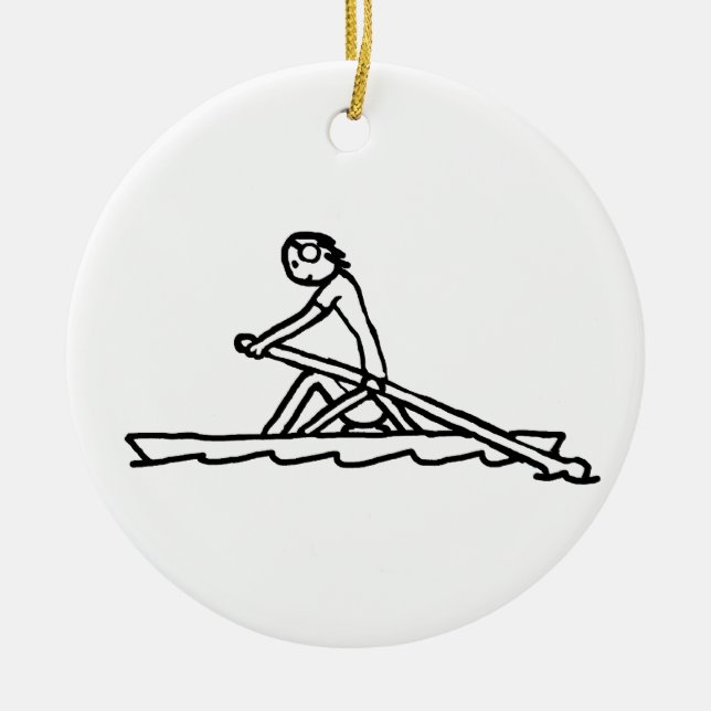 Rowing Stickman Ceramic Tree Decoration (Front)