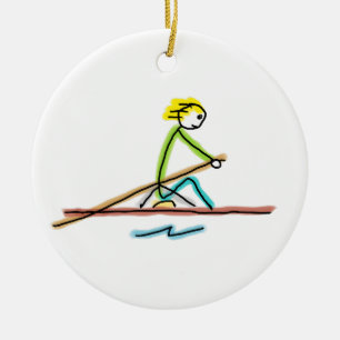 Rowing Stickman Ceramic Tree Decoration