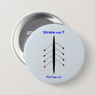 Rowing stroke seven seats 7.5 cm round badge