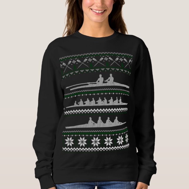 Rowing Team Funny Noel Gift Ugly Christmas Sweater (Front)