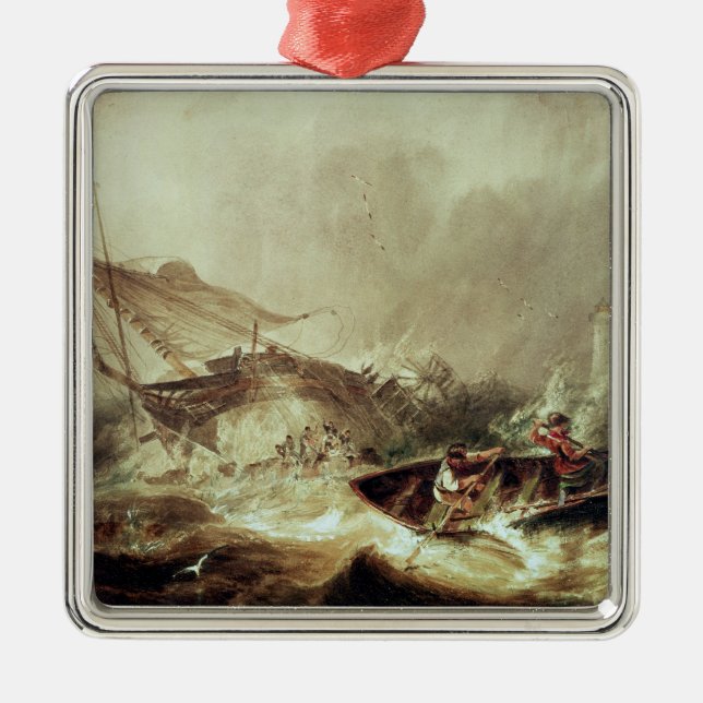 Rowing to rescue shipwrecked metal tree decoration (Front)