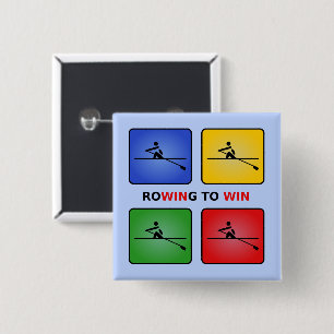 Rowing to win four colours crew 15 cm square badge