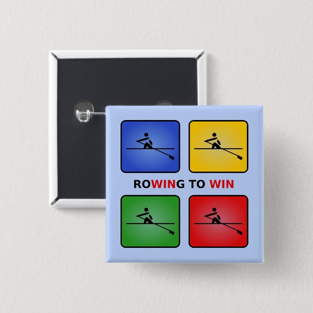 Rowing to win four colours crew 15 cm square badge (Front & Back)
