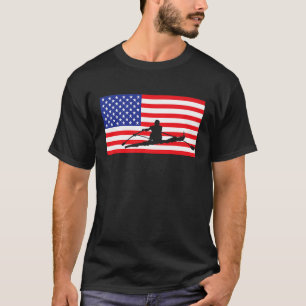 Rowing USA American Flag Boat Rower Kayaker 4th Of T-Shirt