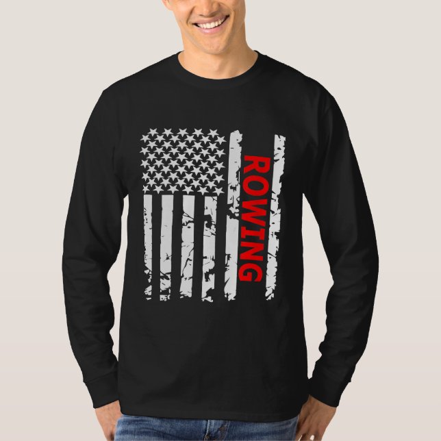 Rowing USA Flag For Americans T-Shirt (Front)