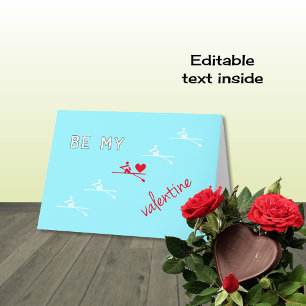 Rowing Valentine's Day red blue Holiday Card
