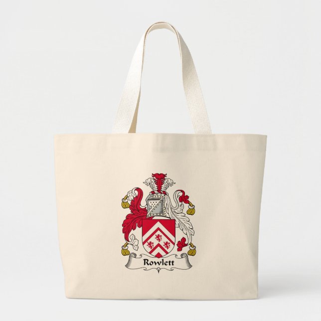 Rowlett Family Crest Large Tote Bag (Front)