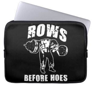 Rows Before Hoes - Funny Barbell Row Workout Laptop Sleeve