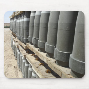 Rows of ammunition are stacked and prepped mouse pad