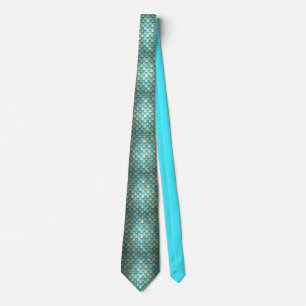 ROWS OF AQUA AND TEAL MERMAID SCALES TIE