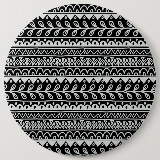 Rows of Black and White Doodle Patterns 6 Cm Round Badge (Front)