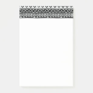 Rows of Black and White Doodle Patterns Post-it Notes
