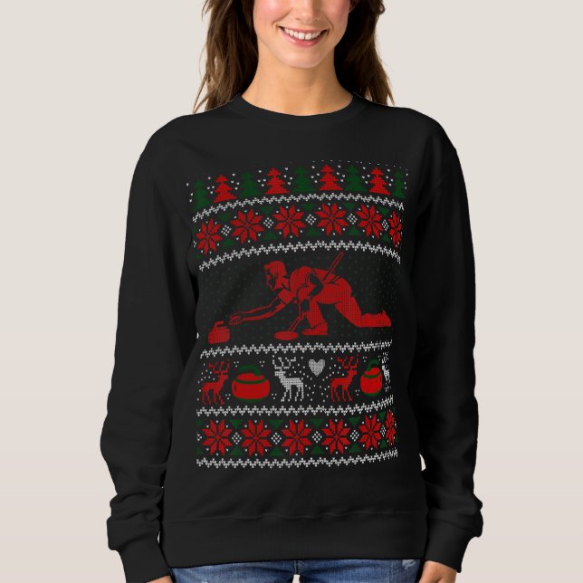 Rows Of Curling Stones Curler & Curling Team Ugly  Sweatshirt (Front)