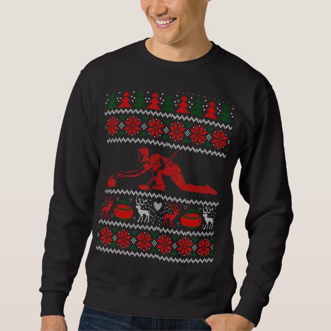 Rows Of Curling Stones Curler & Curling Team Ugly  Sweatshirt (Front)