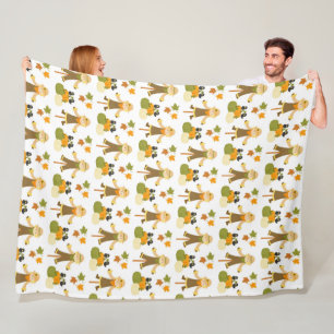 ROWS OF CUTE SCARECROWS AND PUMPKINS FLEECE BLANKET