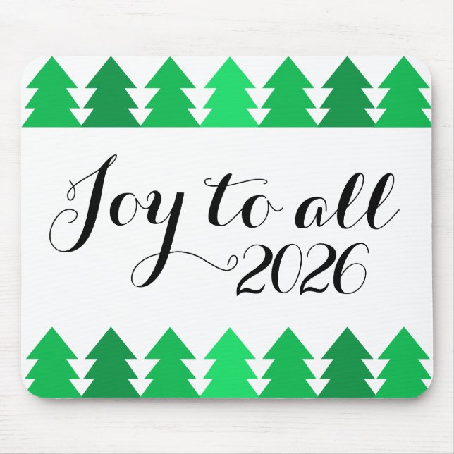 Rows of Green Christmas Trees Joy New Year 2026 Mouse Pad (Front)