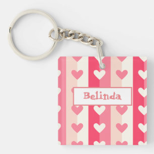 Rows of Hearts Key Ring