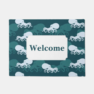Rows Of Octopus Pattern   Add Your Text Doormat