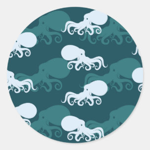 Rows Of Octopus Pattern Classic Round Sticker