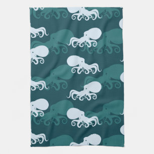 Rows Of Octopus Pattern Tea Towel