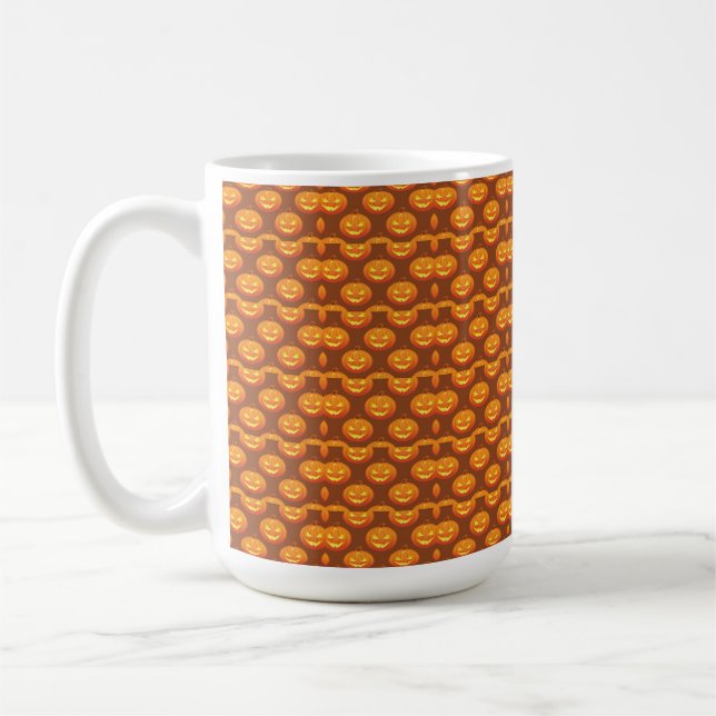 ROWS OF ORANGE HALLOWEEN PUMPKINS COFFEE MUG (Left)