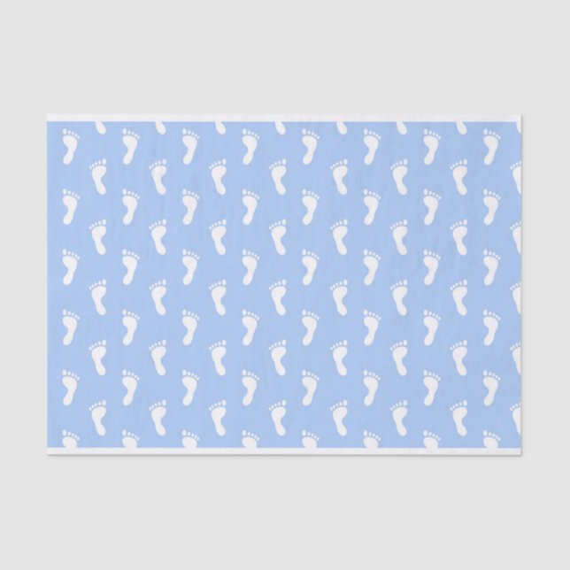 ROWS OF PASTEL BLUE BABY FEET TISSUE PAPER (Front)