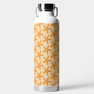 ROWS OF PASTEL ORANGE STARFISH WATER BOTTLE