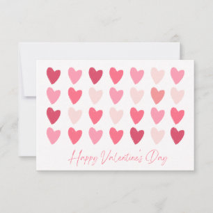Rows of Pink Hearts Happy Valentine's Day Card