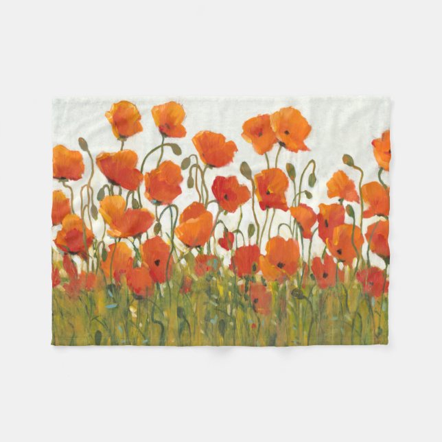 Rows of Poppies I Fleece Blanket (Front (Horizontal))
