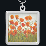 Rows of Poppies I Silver Plated Necklace<br><div class="desc">Floral</div>