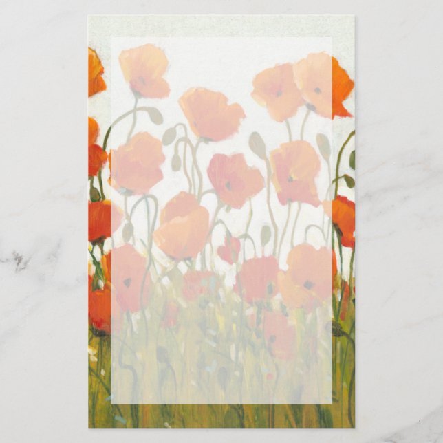 Rows of Poppies I Stationery (Front)