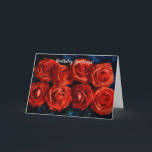 Rows of Red Roses Flower Art Birthday Card<br><div class="desc">This charming card features my original artwork, consisting of my original photograph of blooming red roses. I applied a watercolor painterly technique to give it an artistic flair. The front of the card states, "Birthday Greetings!" and the inside of the card states "You are wished happiness today and good things...</div>
