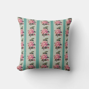 Rows of Roses on Soft Blue Cushion