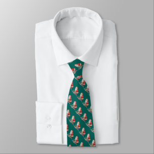 rows of santas with green background for christmas tie
