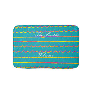 rows of shingles Thunder_Cove blue-green Bath Mat