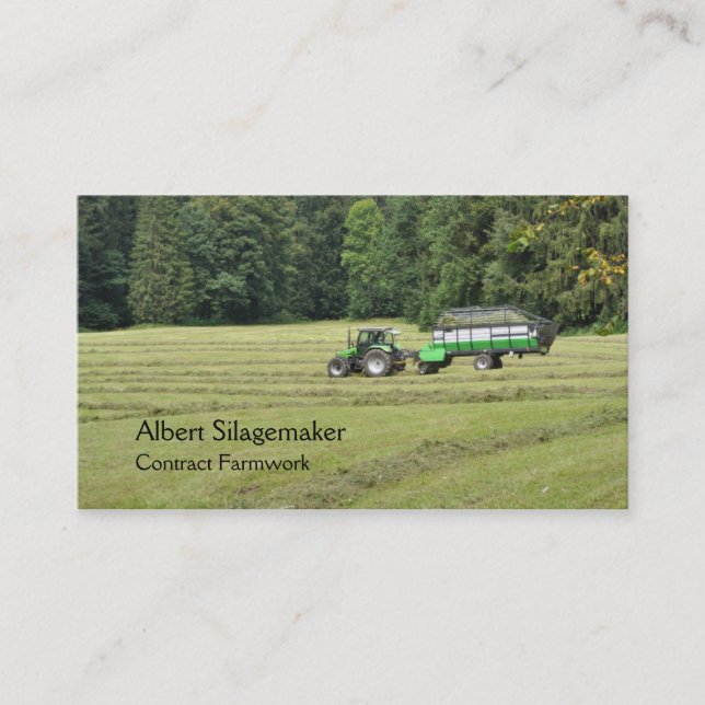 Rows of silage being collected business card (Front)
