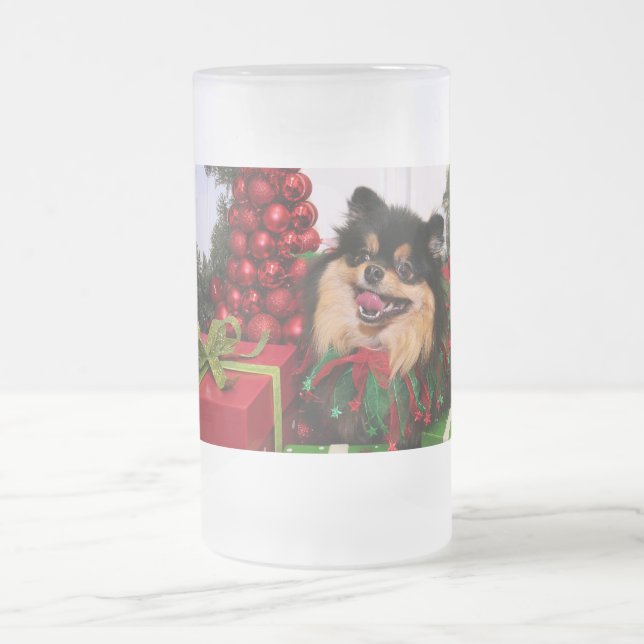Roxanne - Pomeranian - Brenda Frosted Glass Beer Mug (Center)